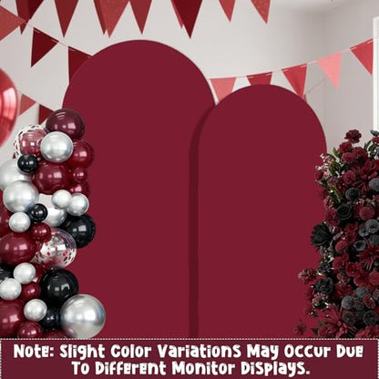 Crimson Arch Backdrop Covers Set of 2(7.2Ft, 6Ft), Spandex Fitted Chiara Arch Stand Covers Backdrops for Wedding Baby Shower Birthday Graduation Photo Booth Props(Only Cover) - color: Crimson, size: 7.2FT/6FT