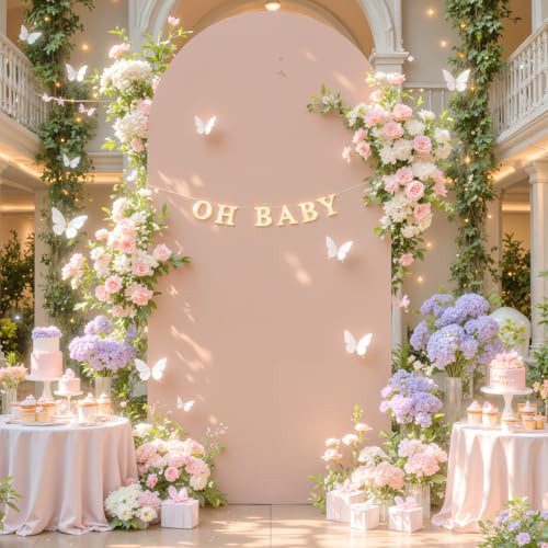 Nude Wedding Arch Backdrop Cover 7.2FT Spandex Arch Covers Round Top Chiara Arches Backdrop Cover for Party Birthday Ceremony Banquet Decoration - color: Nude, size: 7.2FT