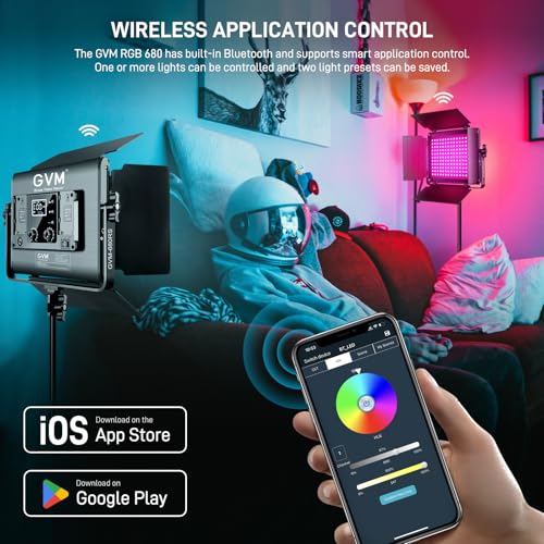 GVM RGB LED Video Light with Lighting Kits, 680RS 50W Led Panel Light with Bluetooth Control, 2 Packs Photography Lighting for YouTube Studio, Video Shooting, Gaming, Streaming, Conference - size: 2 Packs with Lighting Kits