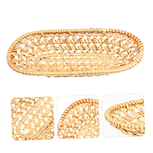 MAGICLULU Rattan Woven Tray Food Storage and Towel Holder Multi Functional Decorative Plate for Fruits Snacks and Photography Prop Lightweight Design
