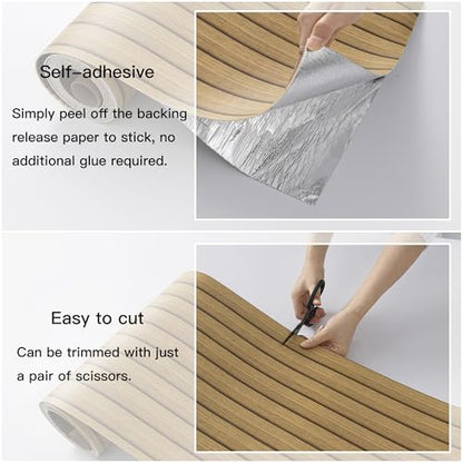 Peel and Stick PVC Slat Wall Panels, Wood Grain Self-Adhesive Soundproof Moisture-Resistant Paneling, 3D Faux Wood Panels for Bedroom Bathroom Walls & Ceilings 118"x15.75"(Light tan,13Sq.ft) - color: Light Tan