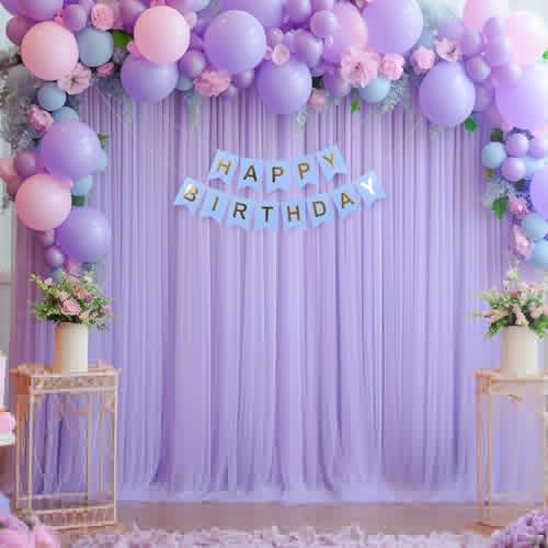 20x10 Purple Tulle Backdrop Curtains for Parties, Sheer Backdrop Curtain Wedding Photo Background Drapes for Baby Shower Photography Birthday Party - color: Purple, size: 20x10ft