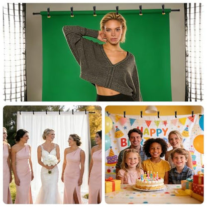 Green Screen BackdropKit, 8 * 5FT Metal Base Photo Studio Support System, Adjustable Backdrop Frame for Video Shooting, Live Streaming, Photo Studio, Content Creation and Virtual Backgrounds - size: 8*5FT