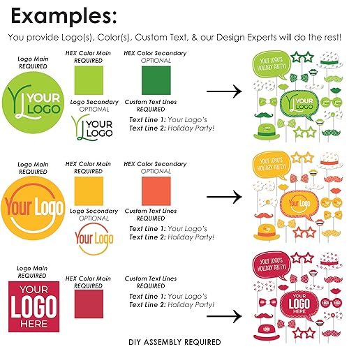 Big Dot of Happiness Custom Logo Photo Booth Props Kit - Personalized Branded Business Party Decorations - 20 Count