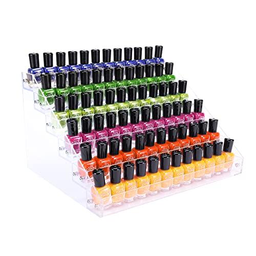 Acrylic Nail Polish Organizer Rack, 6 Tier Holder Stand, Paint Rack Gel Nail Polish Shelf Display, Sunglass Organizer, Essential Oils Storage Shelf, Holds Up to 72 Bottles - size: 6 Tiers