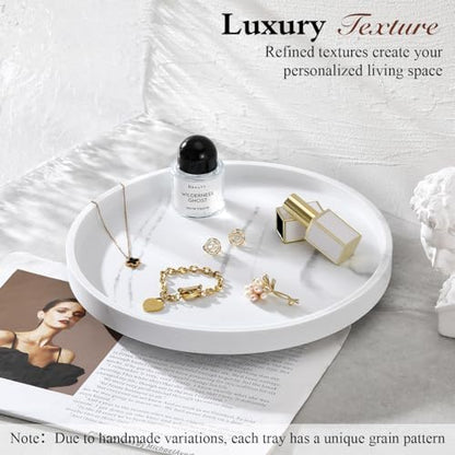 Luxspire Turntable Lazy Susan for Table Top, Marble Round Tray 10.63 inch, Lazy Susan for Cabinet Dining Table Kitchen Pantry, Rotating Bathroom Countertop Organizer, Gravel White - color: Gravel White, style: Rotatable 10.63"