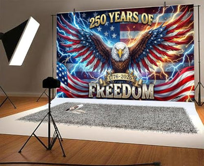 8 x 6 ft American 250th Years of Freedom Backdrop, 4th of July Eagle Flag Photography Background, 1776-2026 USA 250th Anniversary Patriotic Independence Day Party Banner Photo Booth Studio Props - color: Multi3, size: 8x6ft
