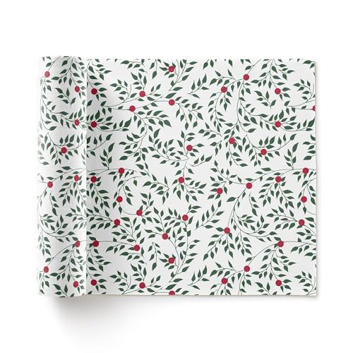 MY DRAP 100% Cotton Luncheon Napkins - Leaves Xmas (7.8 x 7.8 in - 12 Units Per Roll) Sustainable Single-use Perfect for Christmas, Holiday, Events, Hosting, Winter Party - color: Leaves