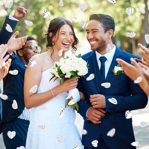 Marspark 1200 Pcs Book Page Heart Confetti 1 Inch Vintage Newspaper Wedding Table Confetti Novelty Party Decorations for Book Themed Party Decor Birthday Photo Prop Bridal Shower(White) - color: White, size: Heart