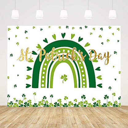 7x5ft Happy St.Patrick's Day Backdrop Lucky Irish Shamrock Photography Background Spring Lucky Green Rainbow Party Decorations Photo Shoot Props