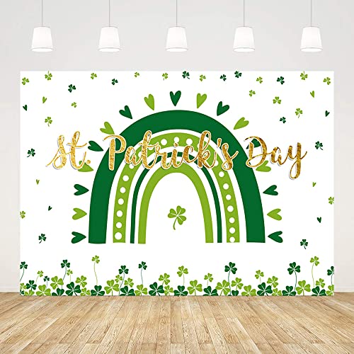 7x5ft Happy St.Patrick's Day Backdrop Lucky Irish Shamrock Photography Background Spring Lucky Green Rainbow Party Decorations Photo Shoot Props