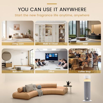 Hotel Collection Diffuser Machine,Fabric-Wrapped Design,Candlelight Atmosphere Lamp,Whisper-Quiet,1000 Sq Ft,Scent Waterless Essential Oil Diffuser,Scent Air Machine Home - Grey - color: Grey