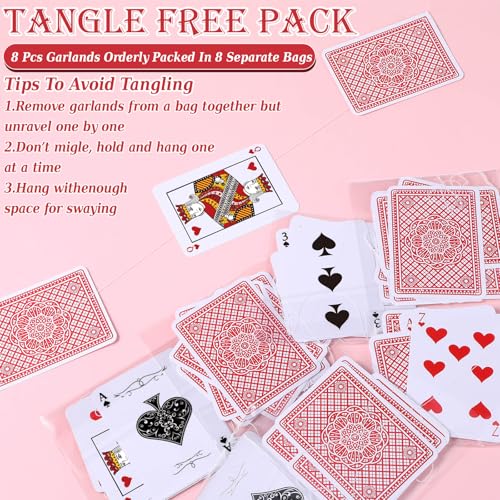 Xinnun 8 Pcs Wonderland Tea Party Decorations Wonderland Themed Poker Cards Garland Banners Heart Spade Pattern Card Hanging Decor for Birthday Baby Shower Tea Party Supplies - style: Poker Card