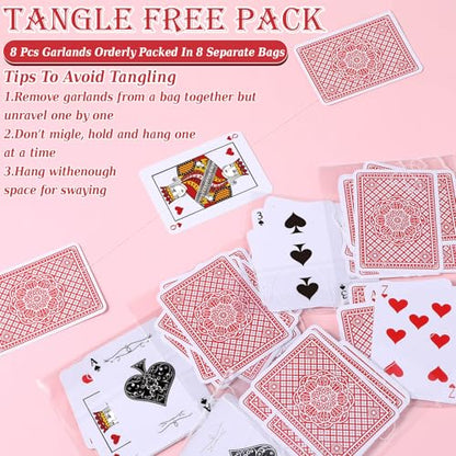 Xinnun 8 Pcs Wonderland Tea Party Decorations Wonderland Themed Poker Cards Garland Banners Heart Spade Pattern Card Hanging Decor for Birthday Baby Shower Tea Party Supplies - style: Poker Card