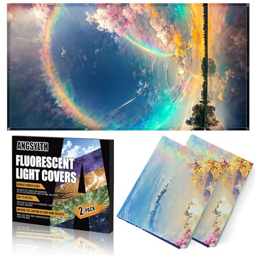 ANGSYLTH 2 Pcs Fluorescent Light Covers - 4 x 2 Feet Covers for Ceiling Lights, Magnetic Light Filters for Classroom, Office, Hospitals, Home (Auspiciousness Clouds) - color: Auspiciousness Clouds