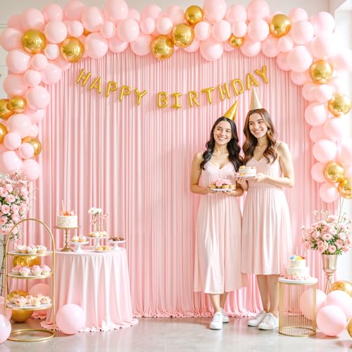 Blush Pink Backdrop Curtain for Parties Baby Shower Wrinkle Free Pink Photo Curtains Backdrop Drapes Fabric Decoration for Wedding Birthday Party 5ft x 7ft,2 Panels - color: Blush Pink, size: 10FTx7FT (W5'xH7', 2 Panels)