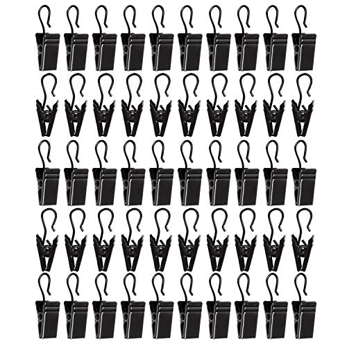 50pcs Awning Light CurtainClips Stainless Steel Curtain Clip Hooks Curtain Hooks BulldogClips siding Clips for Hanging Tablecloth TowelClips for Camping Tents Home Decoration Photos Art Craft - color: Black, size: 50 PCS