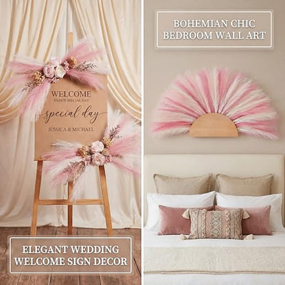 Pampas Grass Decor 30pcs 21.7 Inch, Faux Pampas Grass (White/Pink/Rose Red), Artificial Dried Flowers Look, Fluffy No Shedding for Boho Wedding Home Bedroom Vase Filler - size: Pink White Rose