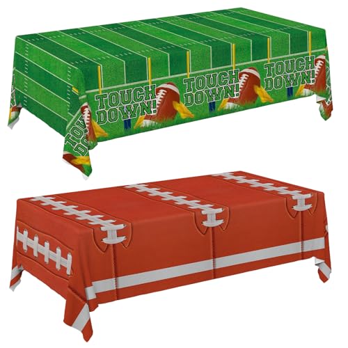 Gatherfun 2-Pack Football Decorations – Touchdown Tablecloth Set, 54x108 Disposable Plastic Covers for Game Party, Birthday Party & Football-Themed Favors - style: 2 FOOTBALL