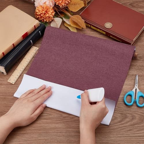 CRASPIRE 51x11.8 Inch Dark Reddish Purple Book Cloth Paper Backed for Book Cover Binding Weave Linen Fabric Surface Protector Book Binding Cloth for Adult Scrapbooking Album DIY Crafts - color: Dark Red Purple