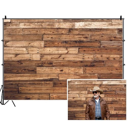 Brown Wood Backdrops for Photoshoot, Rustic Wooden Woodland Western Cowboy Picture Party Decorations Wall Backdrop for Photography Decor Banner, Photographic Studio Photo Backgrounds 7X5 FT - color: Brown, size: 7X5FT