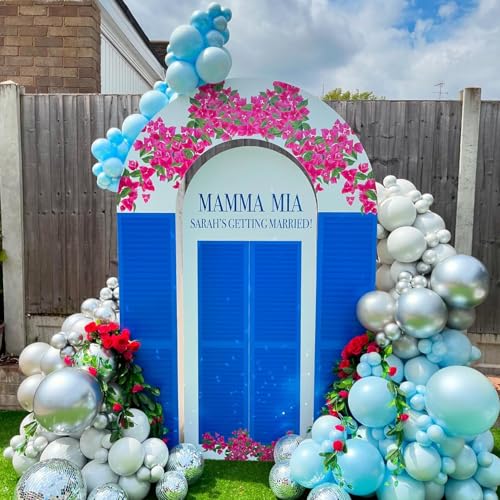Double Pearl Blue Stuffed Balloons Different Size 115Pcs 5/10/12/18" Light Blue Balloon Arch Kit for Birthday Baby Shower Bridal Shower Engagement Ocean Under the Sea Frozen Theme Party - color: Pearl Blue