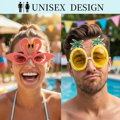 Pumtus 15 Pairs Luau Party Sunglasses, Plastic Novelty Funny Hawaiian Glasses, Tropical Fancy Dress Props, Summer Sunglasses Party Favors, Photo Booth Props, Party Accessory for Birthday, Themed Party