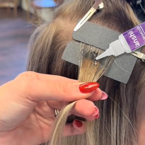 UV Lamp Hair Extension Tool Kit Invisible Hair Extensions UV Lamp 30g UV Hair Glue with 30ml Glue Remover Plastic Eyebrow Comb for UV Hair Set Eyelashes Extensions - color: Blush Lilac
