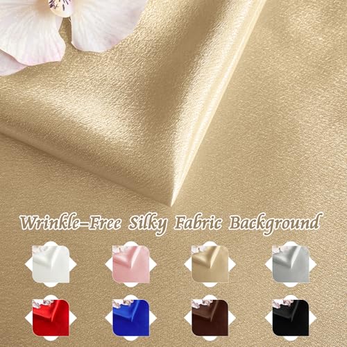 RUDONG M Satin Photography Backdrop 3.3x2.5ft - Wrinkle-Free Silky Fabric Background for Jewelry/Cosmetics/Flat Lay/Studio, Beige Backdrop Cloth (100x75cm) - color: Beige