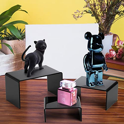 Hedume Set of 9 Black Acrylic Display Risers, Jewelry Display Riser, Product Display Stand for Figures, Buffets, Dessert, Cupcakes, Candy, Jewelry and Collectibles