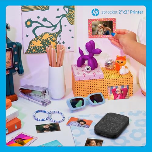 HP Sprocket Portable 2x3 Inch Instant Photo Printer (Black Noir) Print Pictures on Zink Sticky-Backed Paper From Your iOS & Android Device - color: Black, style: Printer