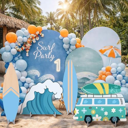 4 Pcs Large The Big One Themed Birthday Party Decorations 1st Birthday Decoration Beach Surfboard Cardboard Cutout Photo Booth Props Backdrop for Beach Pool Baby Shower Supplies - style: Surfboard