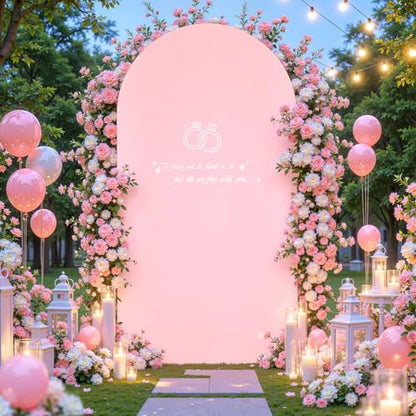 Pink Arch Cover 6ft Spandex Arch Backdrop Cover for Baby Shower Girls Birthday Party Wedding Balloon Arch Stand Cover Gender Reveal Strawberry Theme Photo Arch Covers Stretchy Backdrop Background - color: Pink, size: 6FT