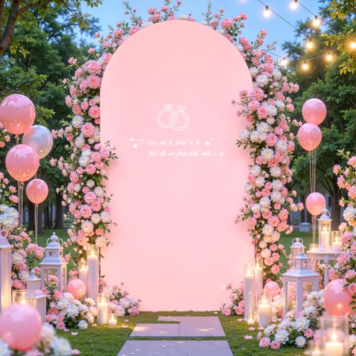 Pink Arch Cover 6.6ft Spandex Arch Backdrop Cover for Baby Shower Girls Birthday Party Wedding Balloon Arch Stand Cover Gender Reveal Strawberry Theme Photo Arch Covers Stretchy Backdrop Background - color: Pink, size: 6.6FT