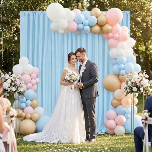 Baby Shower Backdrop Curtains 10x10ft: Baby Blue Backdrop Drapes - Polyester Photo Background Wedding Party Decorations - color: Baby Blue, size: 2 Panels 5ft X 10ft