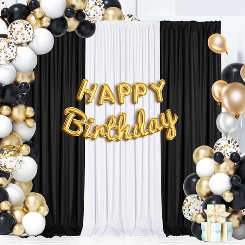 Sugargirl Wrinkle Free Black Backdrop Curtains Polyester Photo Backdrop Drapes Curtains with Rod Pockets for Party Birthday Wedding Photography Home Decoration(5x7FT, 2 Panels) - color: Black, size: W5' x H7' (2 panels)