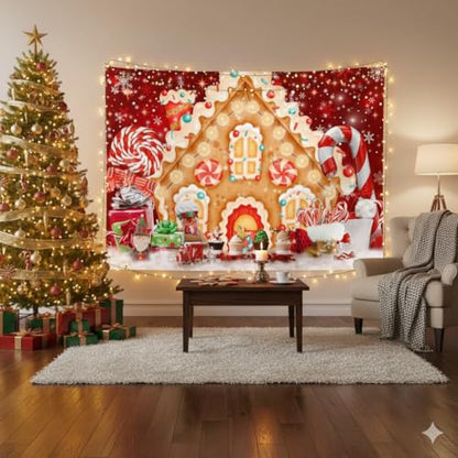 Ticuenicoa 7x5ft Christmas Gingerbread House Backdrop for Photography Winter Merry Xmas Snow Scene Lollipop Candyland Background Santa Baby Shower Birthday Party Decorations Photo Studio Props - size: 7x5ft