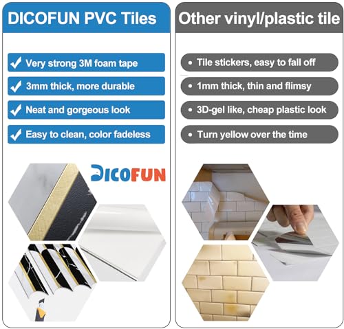 DICOFUN 10-Sheet Black & White Peel and Stick Backsplash for Kitchen, PVC Stick on Backsplash Wall Tiles - color: Fish Scale/Black and White, size: 10 Sheets, 12"x12"x0.12"