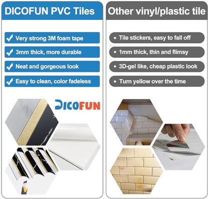 DICOFUN 10-Sheet Black & White Peel and Stick Backsplash for Kitchen, PVC Stick on Backsplash Wall Tiles - color: Fish Scale/Black and White, size: 10 Sheets, 12"x12"x0.12"