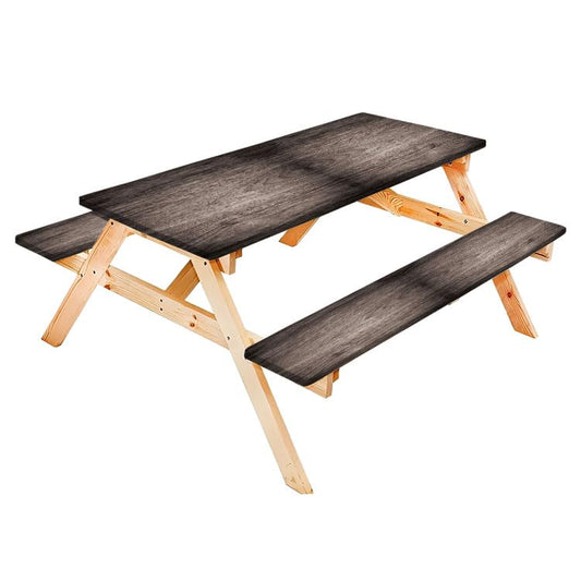 White Washed Wood Texture Picnic Table Cover with Bench Covers Fitted Rectangle Tables and Seats Camping Picnic Essentials Accessories - color: Wooden Texture02