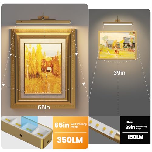 Wireless Picture Light Battery Operated, 16in Picture Light for Wal, 2Pack Rechargeable 5000mAh Battery Wall Sconce for Wall Pictures, Gallery Artwork, Paintings, Portraits, Dartboards_Antique Gold - color: Antique Gold, size: 2 Pack