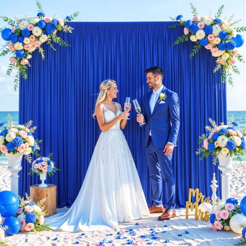 Royal Blue Backdrop Curtain for Parties Wrinkle Free Blue Photo Curtains Backdrop Drapes Fabric Decoration for Wedding Birthday Party Baby Shower 5ft x 7ft,2 Panels - color: Royal Blue, size: 10FTx7FT (W5'xH7', 2 Panels)