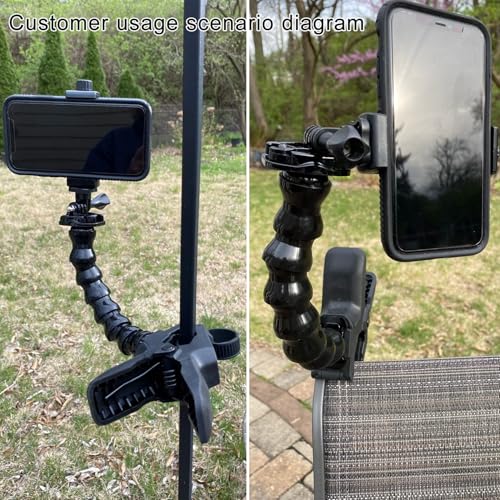 Suptig Phone Holder Desk Gooseneck Mount, Cell Phone Clamp Clip for Pole, Mount Stand, Compatible for iPhone 16 Plus iPhone 15 Pro 14 Plus Xs Max XR X 8 7 6 6s Plus and Other 4-7'' Device