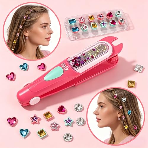 sam sugar Hair Gem Stamper Kit Bling Hair Styling Tool with Reusable Shining Diamonds DIY Hair Bead Jewelry Crafts Birthday Gifts
