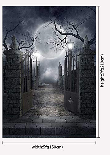 Halloween Theme Photography Background Spooky Halloween Dark Horror Moon and Dead Trees Party Decoration Photo Studio Props Backdrops Booth Vinyl 5x7 ft