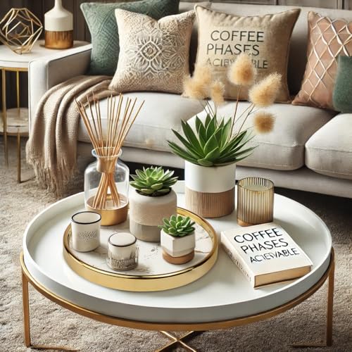 Round Marble Decorative Tray, Multi-Functional Storage Organizer for Vanity, Coffee Table, Jewelry, Perfumes and Home Decor, Luxury Accent Tray - color: White, size: 8.6"