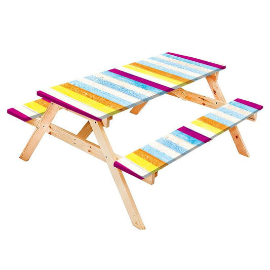 Decorative Artistic Design Picnic Table Cover with Bench Covers Fitted Rectangle Tables and Seats Camping Picnic Essentials Accessories - color: Wooden Texture17