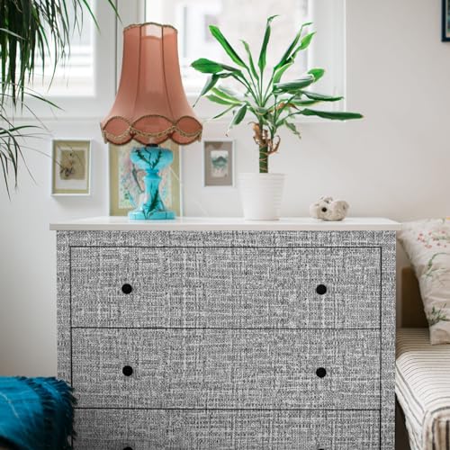 WADILE Grasscloth Peel and Stick Wallpaper 15.7in x 393.7in, Textured Contact Paper for Cabinets, Faux Linen Wall Paper Pull and Stick, Fabric Vinyl Wallpaper Self Adhesive Dark Gray - color: Dark Gray, size: 15.7" x 393.7"