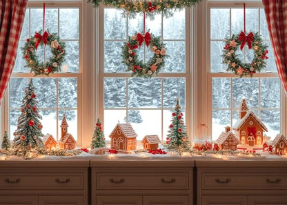 10x8 FT Christmas Gingerbread House Backdrop Natural Snow Outside Xmas Backdrops for Photography Gingerbread House Christmas Party Decorations Family Photo Shoot Props Banner - size: 10x8 FT
