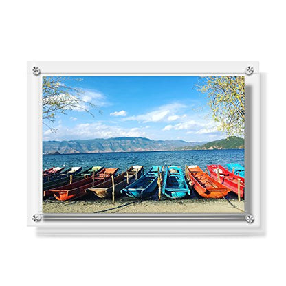 AMEITECH Acrylic Floating Picture Frame, 11x14 Double Panel Clear Wall Mount Document Certificate Frames (Inner Max Size is 9 x12.5 inch) - size: 11 x 14 inch